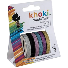 Art / Craft, Glitter Washi tape - 5m x 5mm, 7 Piece